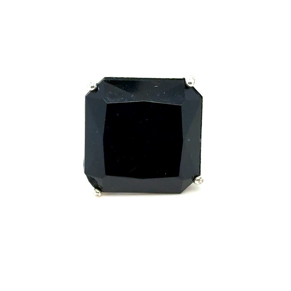 Square Black Faceted Stone‎ Cocktail Ring